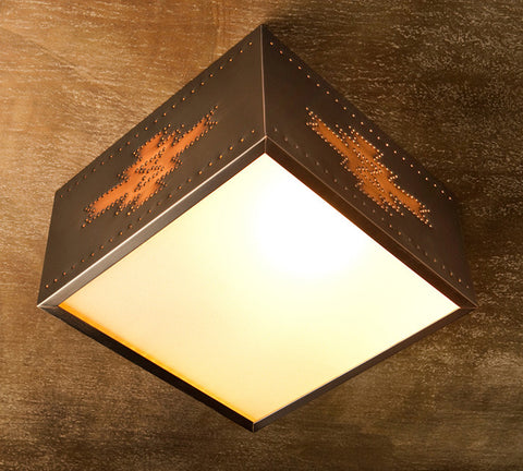Ceiling Light - CFS, Pueblo design, Dark Bronze-Natural Copper